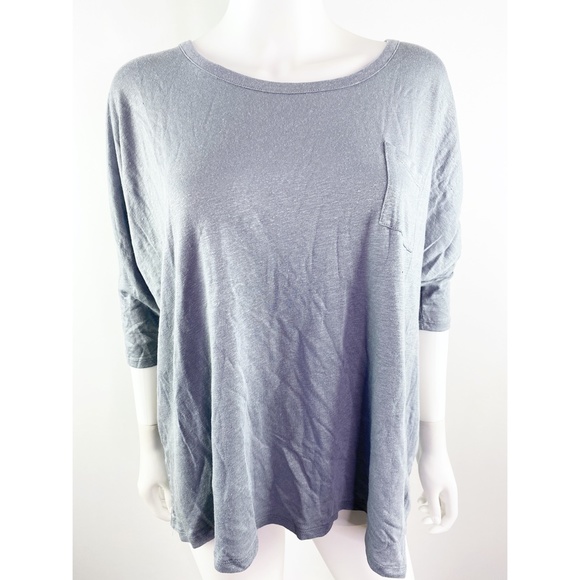 Chaser Gray Linen Top Deep Scoop Back Shirt Size M - Picture 2 of 7